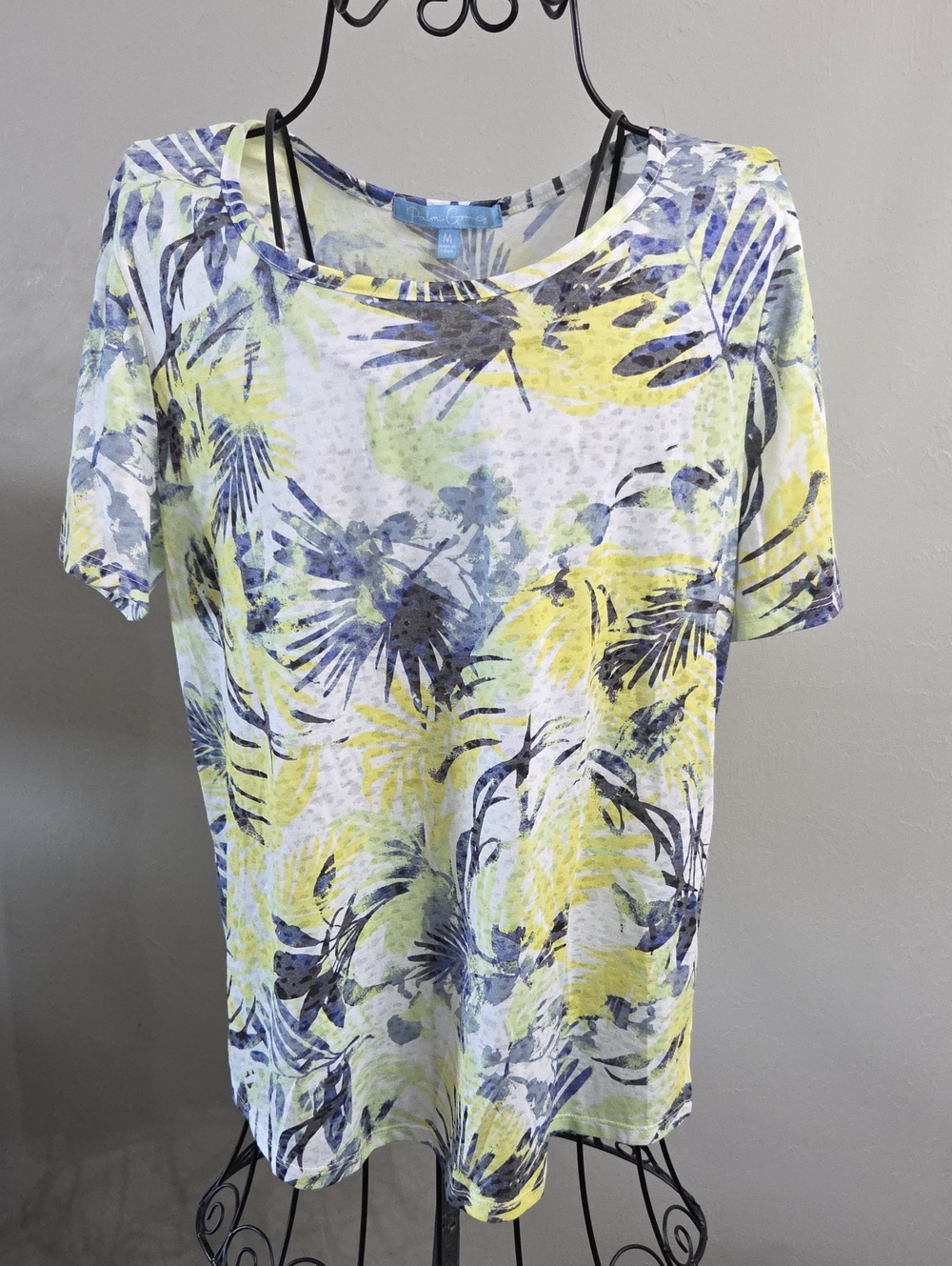 Tropical Floral Short-Sleeve Tee - Yellow & Blue